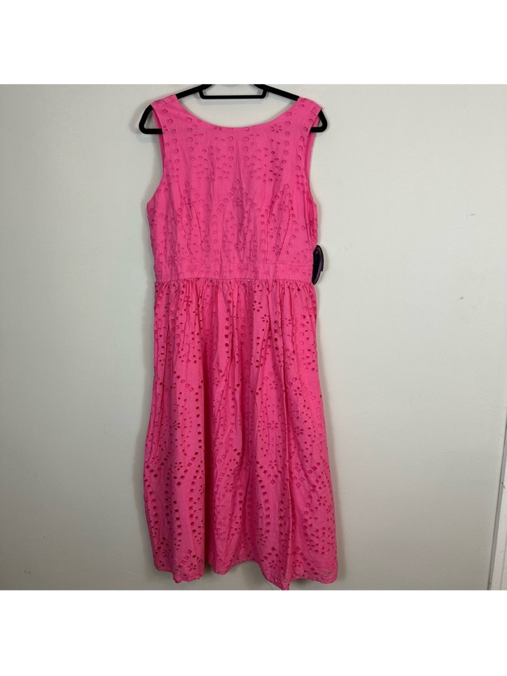 Sleeveless Pink Eyelet Midi Dress - Picture 3 of 9